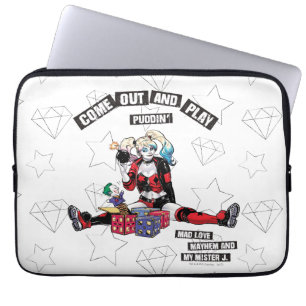 Batman Harley Quinn "kom uit en speel Puddin" Laptop Sleeve