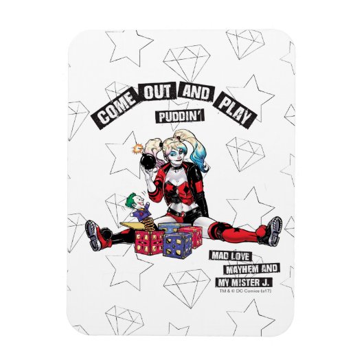 Batman | Harley Quinn "kom uit en speel Puddin" Magneet (Verticaal)