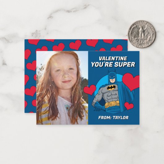 Batman Hart | Fijne Valentijnsdag Notitiekaartje (Voorkant / Achterkant in situ)