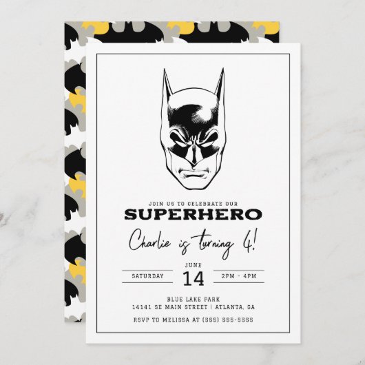 Batman Head Super Hero Boys Birthday Kaart (Voorkant / Achterkant)