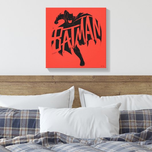 Batman Ink Brush-naam Canvas Afdruk (Insitu (Slaapkamer))