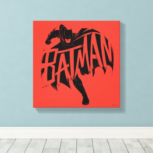 Batman Ink Brush-naam Canvas Afdruk (Insitu (Houten vloer))