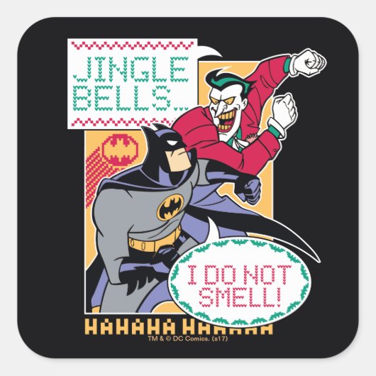 Batman | Jingle Bells, ik ruik niet. Vierkante Sticker (Voorkant)