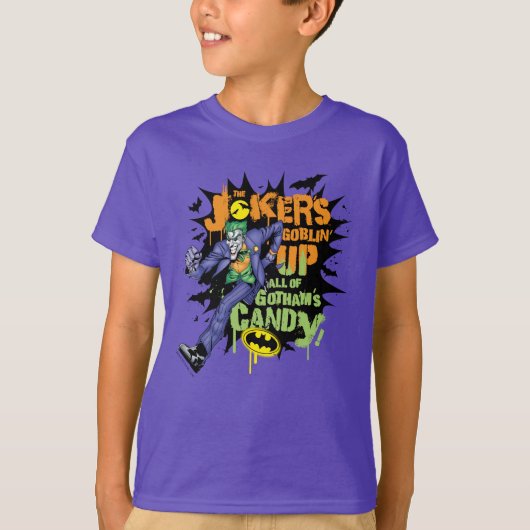 Batman | Joker's Goblin' Up All of Gotham's Snoep T-shirt (Voorkant)