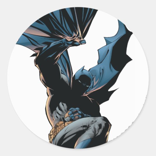 Batman Jumping Down Action Shot Ronde Sticker (Voorkant)