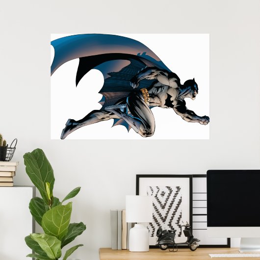 Batman Leaping Side Uitzicht Poster (Thuiskantoor)