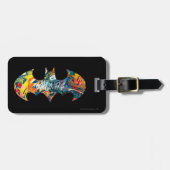 Batman Logo Neon 80's Graffiti Bagagelabel (Voorkant horizontaal)