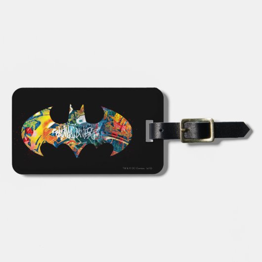 Batman Logo Neon 80's Graffiti Bagagelabel (Voorkant horizontaal)