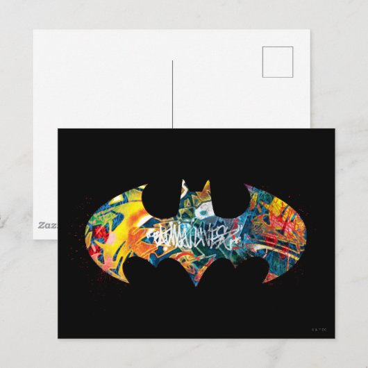 Batman Logo Neon/80s Graffiti Briefkaart (Voorkant / Achterkant)
