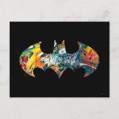 Batman Logo Neon/80s Graffiti Briefkaart (Voorkant)