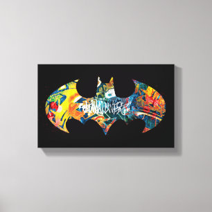 Batman Logo Neon 80's Graffiti Canvas Afdruk