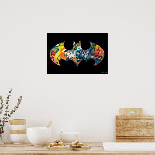 Batman Logo Neon 80's Graffiti Poster (Keuken)