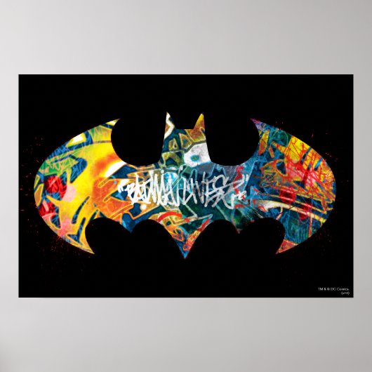 Batman Logo Neon 80's Graffiti Poster (Voorkant)