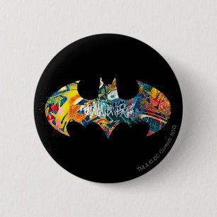 Batman Logo Neon 80's Graffiti Ronde Button 5,7 Cm