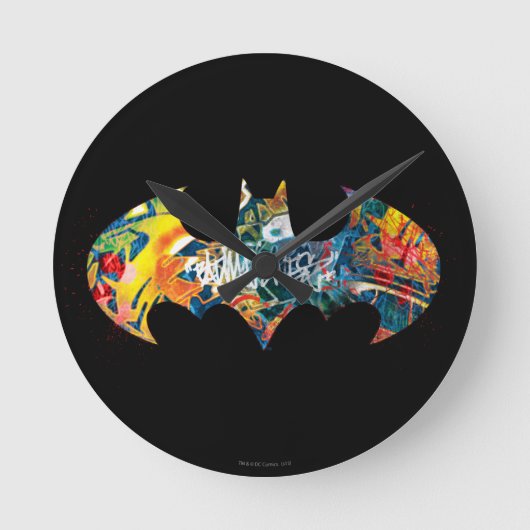 Batman Logo Neon/80s Graffiti Ronde Klok (Voorkant)