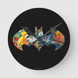 Batman Logo Neon/80s Graffiti Ronde Klok