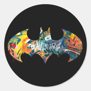 Batman Logo Neon/80s Graffiti Ronde Sticker