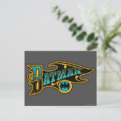 Batman |  Logo Turquoise Briefkaart (Staand voorkant)