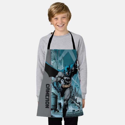 Batman met achtergrond stad schort (Gedragen)