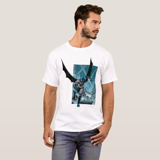 Batman met achtergrond stad t-shirt (Voorkant volledig)