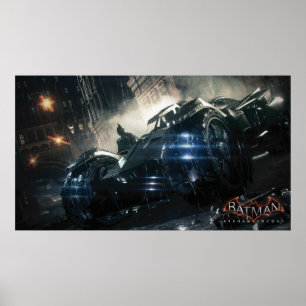 Batman met Batmobile in de regen Poster