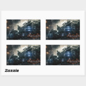 Batman met Batmobile in de regen Rechthoekige Sticker (Vel)