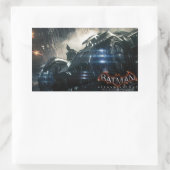 Batman met Batmobile in de regen Rechthoekige Sticker (Tas)