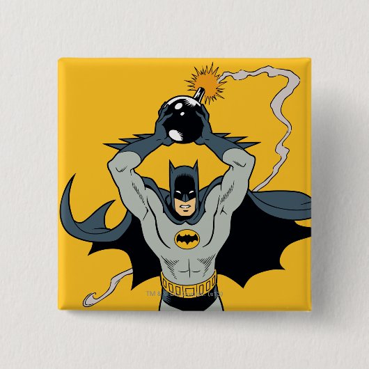 Batman met Bomb Vierkante Button 5,1 Cm (Voorkant)