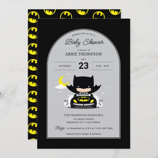 Batman - Moon and Stars Baby shower Kaart (Voorkant / Achterkant)