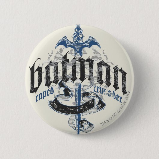 Batman | Naam met zwaard Logo Ronde Button 5,7 Cm (Voorkant)