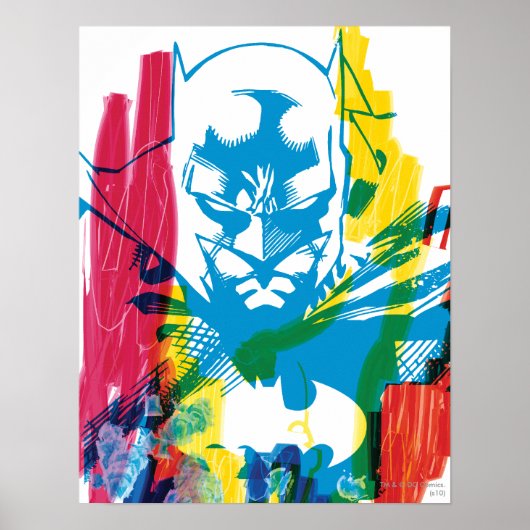 Batman Neon Marker Collage Poster (Voorkant)