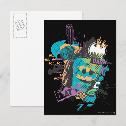 Batman Neon The Dark Knight Collage Briefkaart (Voorkant / Achterkant)