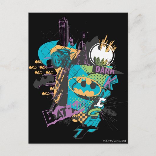 Batman Neon The Dark Knight Collage Briefkaart (Voorkant)