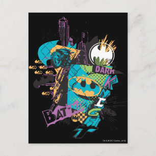 Batman Neon The Dark Knight Collage Briefkaart