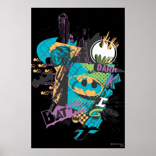 Batman Neon The Dark Knight Collage Poster (Voorkant)