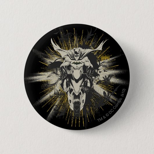 Batman op Bike Ronde Button 5,7 Cm (Voorkant)