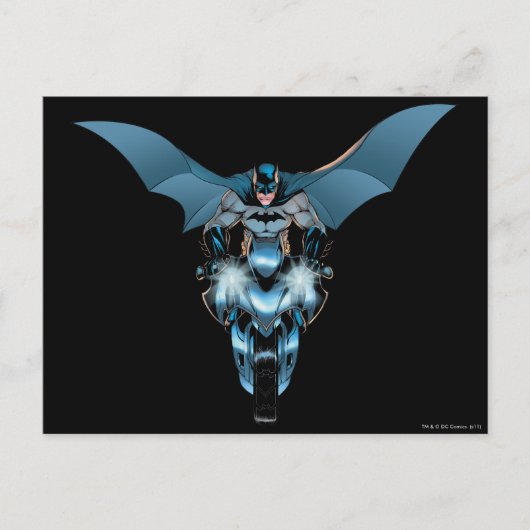Batman op fiets met cape briefkaart (Voorkant)