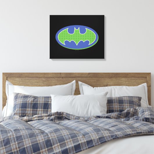 Batman | Paars en groen symbool Canvas Afdruk (Insitu (Slaapkamer))