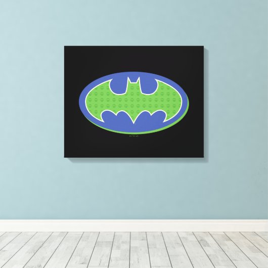 Batman | Paars en groen symbool Canvas Afdruk (Insitu (Houten vloer))