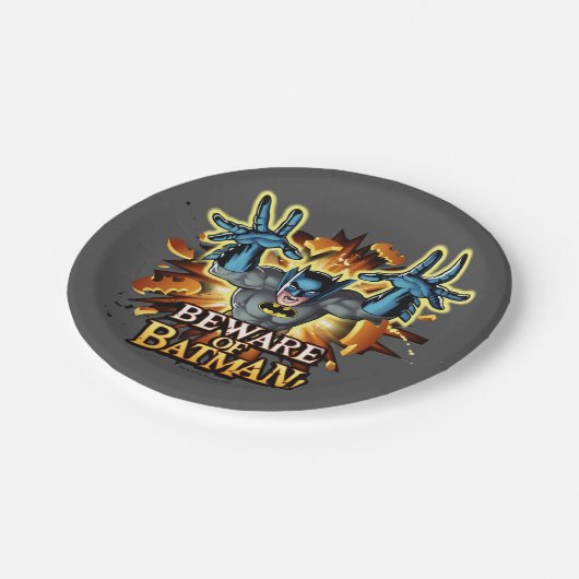 Batman | Pas op Batman Papieren Bordje (Gekanteld)