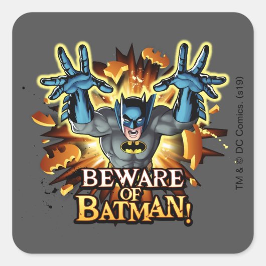 Batman | Pas op Batman Vierkante Sticker (Voorkant)