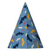 Batman | Patroon rood, blauw en geel Logo Feesthoedjes (Achterkant)