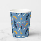 Batman | Patroon rood, blauw en geel Logo Papieren Bekers (Rechts)