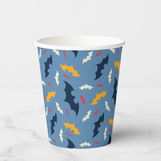 Batman | Patroon rood, blauw en geel Logo Papieren Bekers (Voorkant)