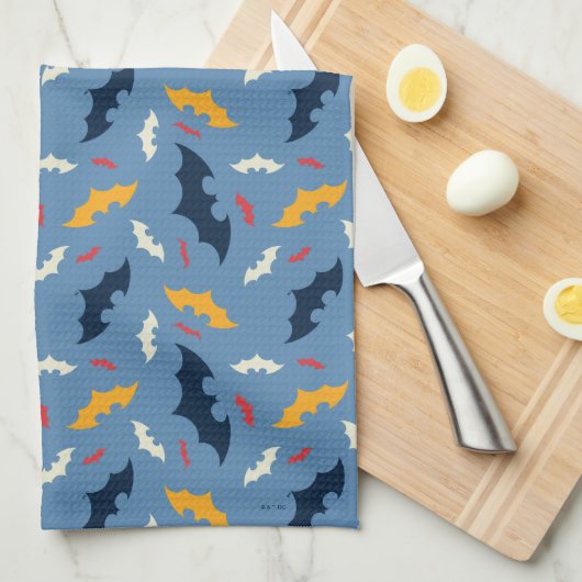 Batman | Patroon rood, blauw en geel Logo Theedoek (Quarter Fold)