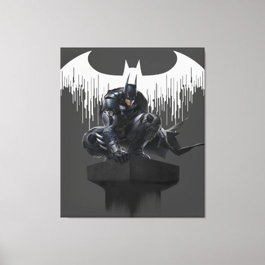 Batman Perched op een pilaar Canvas Afdruk (Voorkant)