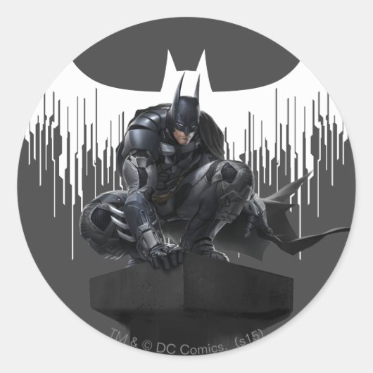 Batman Perched op een pilaar Ronde Sticker (Voorkant)