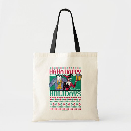 Batman | Prettige feestdagen Joker en Harley Quinn Tote Bag (Voorkant)
