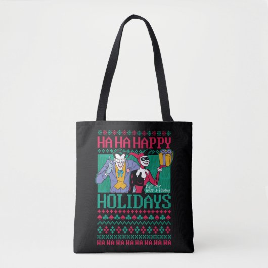 Batman | Prettige feestdagen Joker en Harley Quinn Tote Bag (Voorkant)