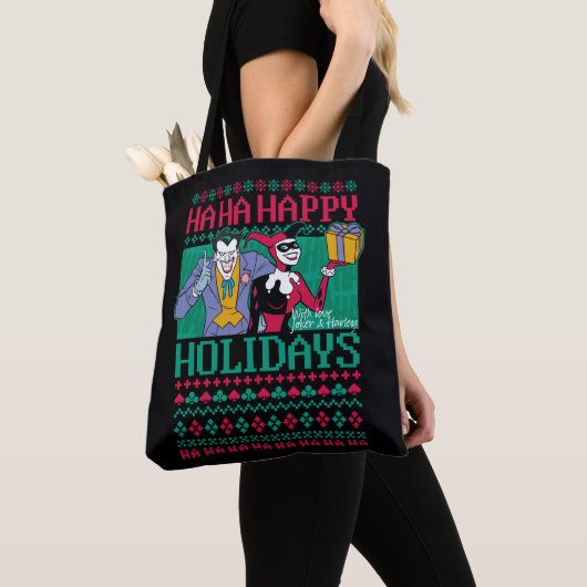 Batman | Prettige feestdagen Joker en Harley Quinn Tote Bag (Dichtbij)